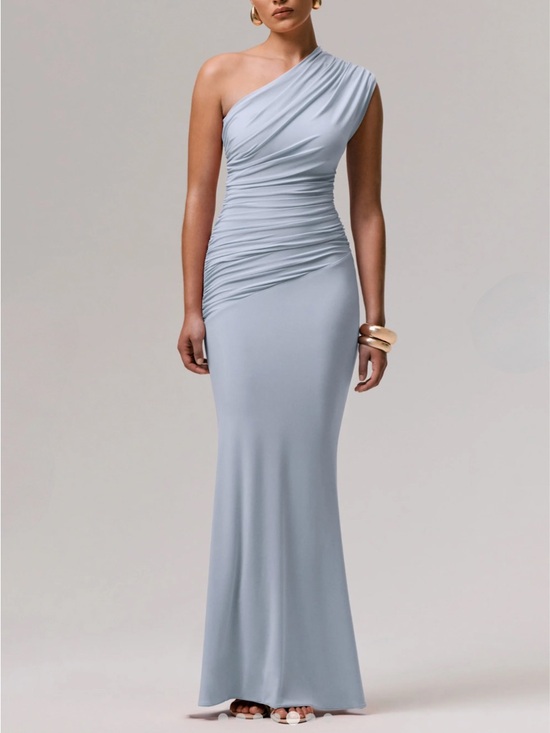 Club L London Dresses & Skirts - Club L London Mardi Power Blue Asymmetric Maxi Dress With Ruching NWT Size 12